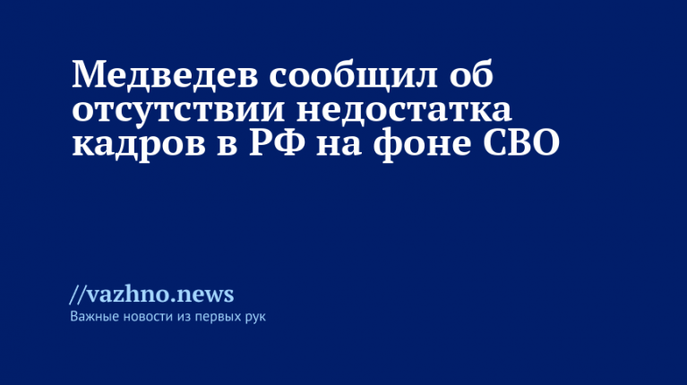Медведев: в РФ нет кадрового дефицита из-за СВО