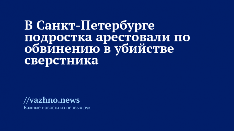 Подросток арестован за убийство сверстника в Петербурге