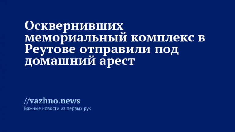 Осквернивших мемориал в Реутове отправили под домашний арест