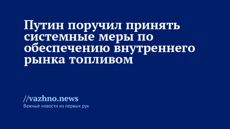 Путин поручил системно обеспечить внутренний рынок топливом