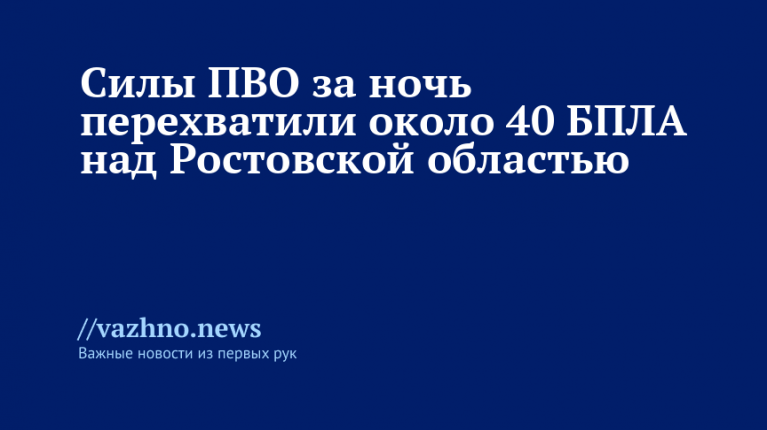 ПВО за ночь сбила около 40 БПЛА над Ростовской областью